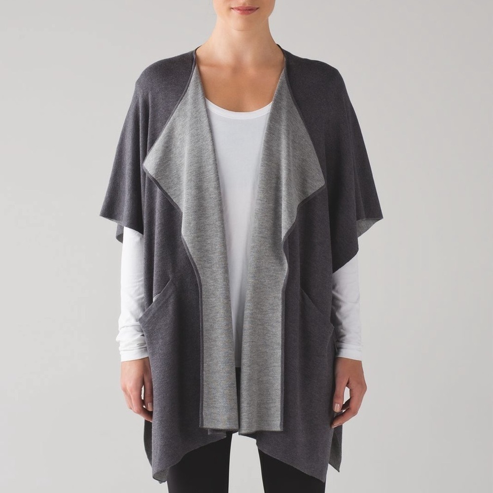 [OS]Lululemon Gray Open Front Women's Poncho Blanket Scarf cashmere wool